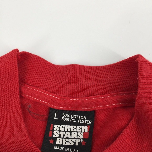Vintage Screen Stars Best APSA Basketball T-Shirt Large Red White Single Stitch - Picture 3 of 7